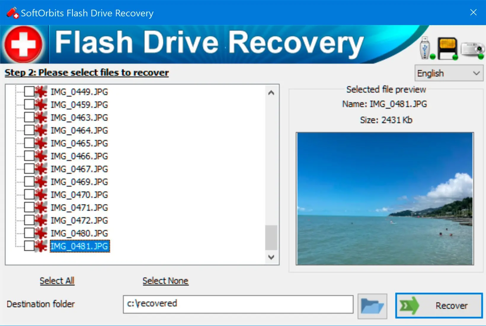 SoftOrbits Flash Drive Recovery Ảnh chụp màn hình.