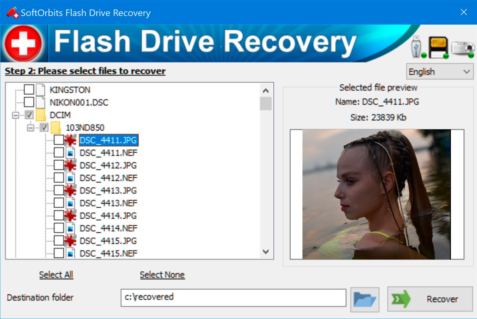 SoftOrbits Flash Drive Recovery Ảnh chụp màn hình.