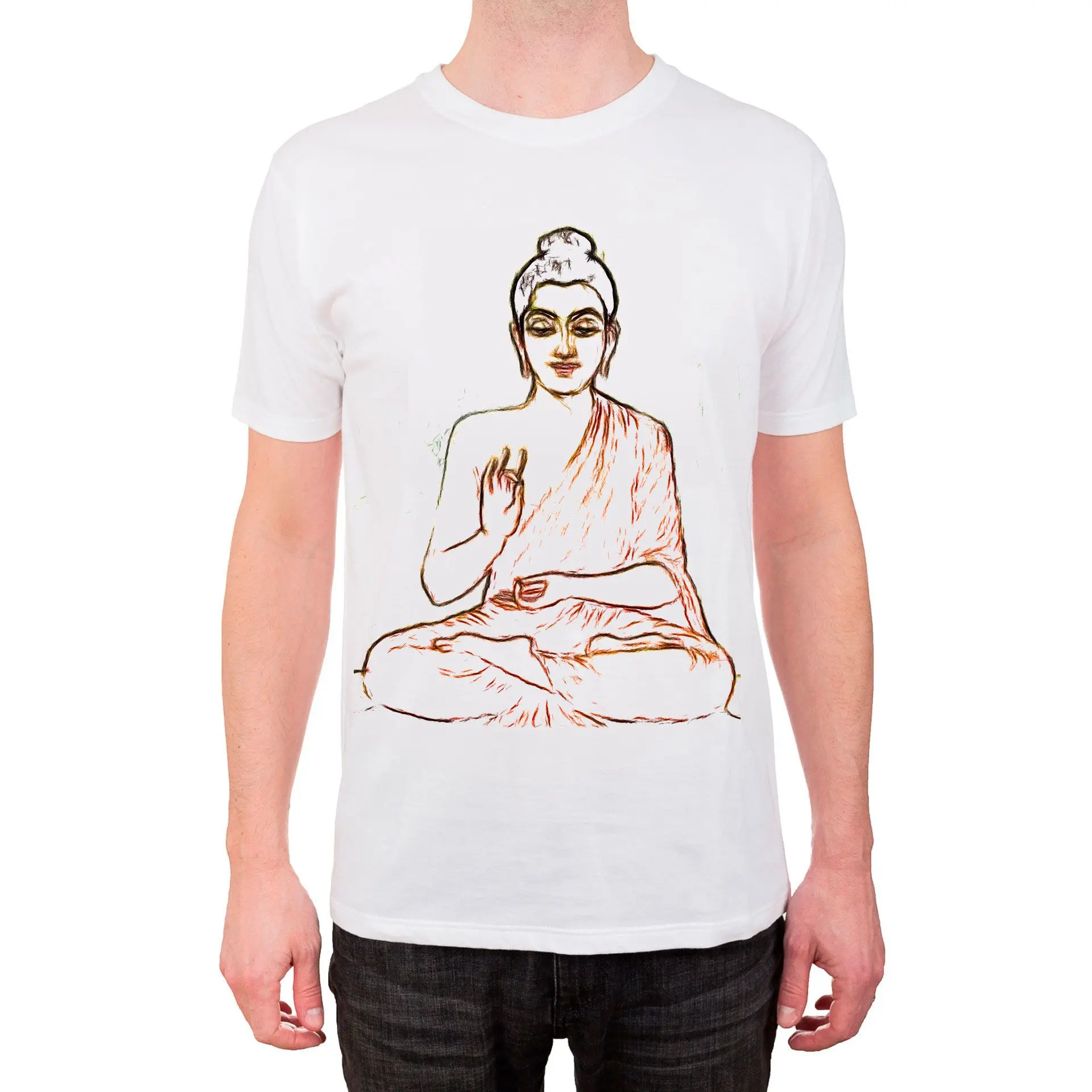 Áo thun với phác thảo vẽ đường của Phật..