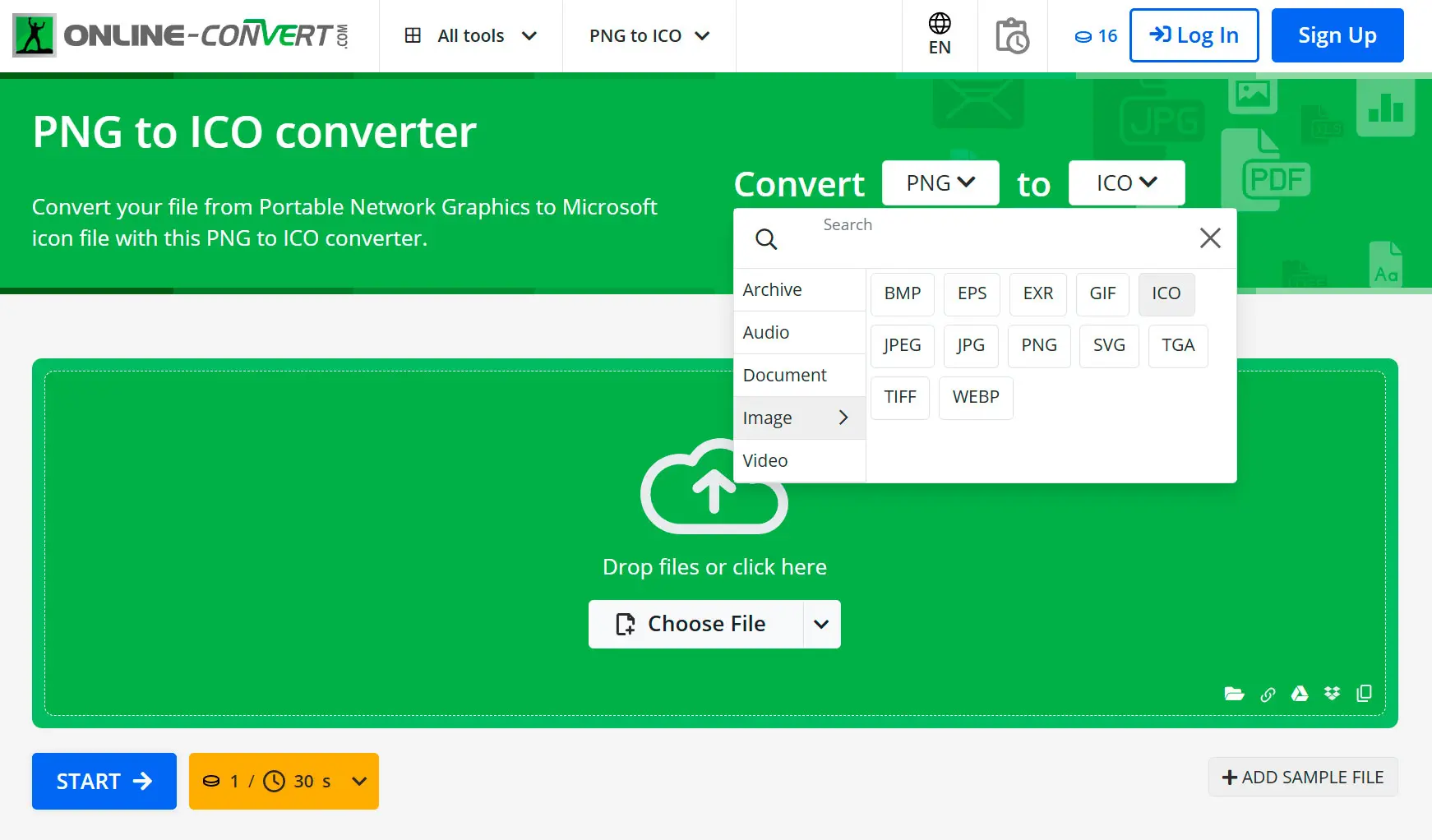 Online-Convert.com: tạo biểu tượng từ png..