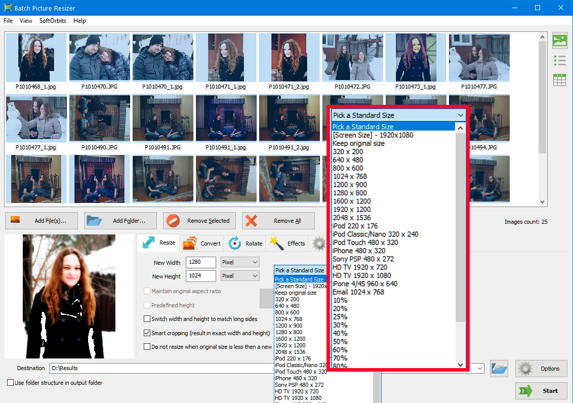 Chọn kích thước ảnh.