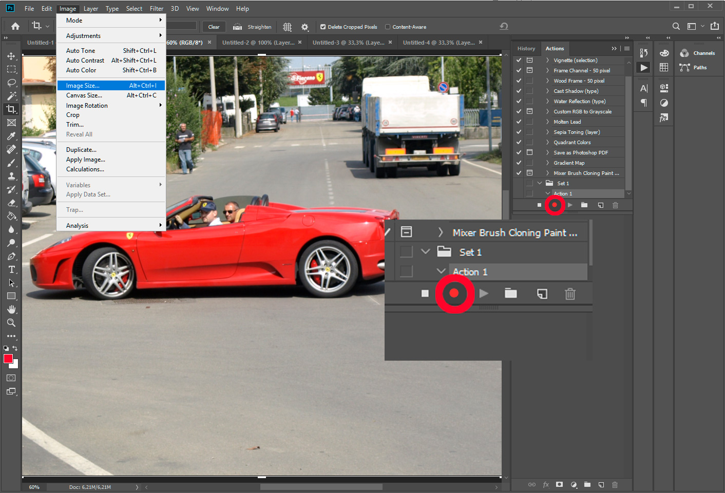 Photoshop - Ghi lại action để thay đổi kích thước nhiều ảnh.