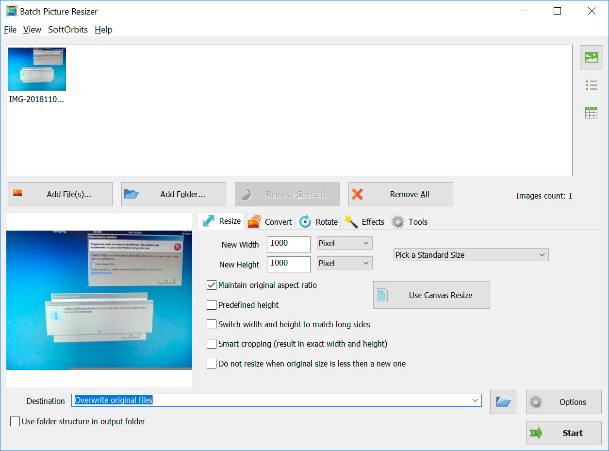Ứng dụng thay đổi kích thước nhiều ảnh trên Windows 11.