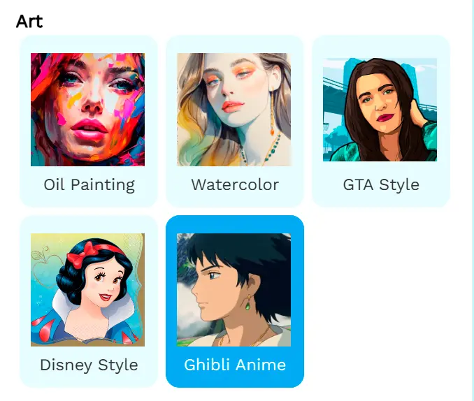 Chọn Một Ghibli Preset.