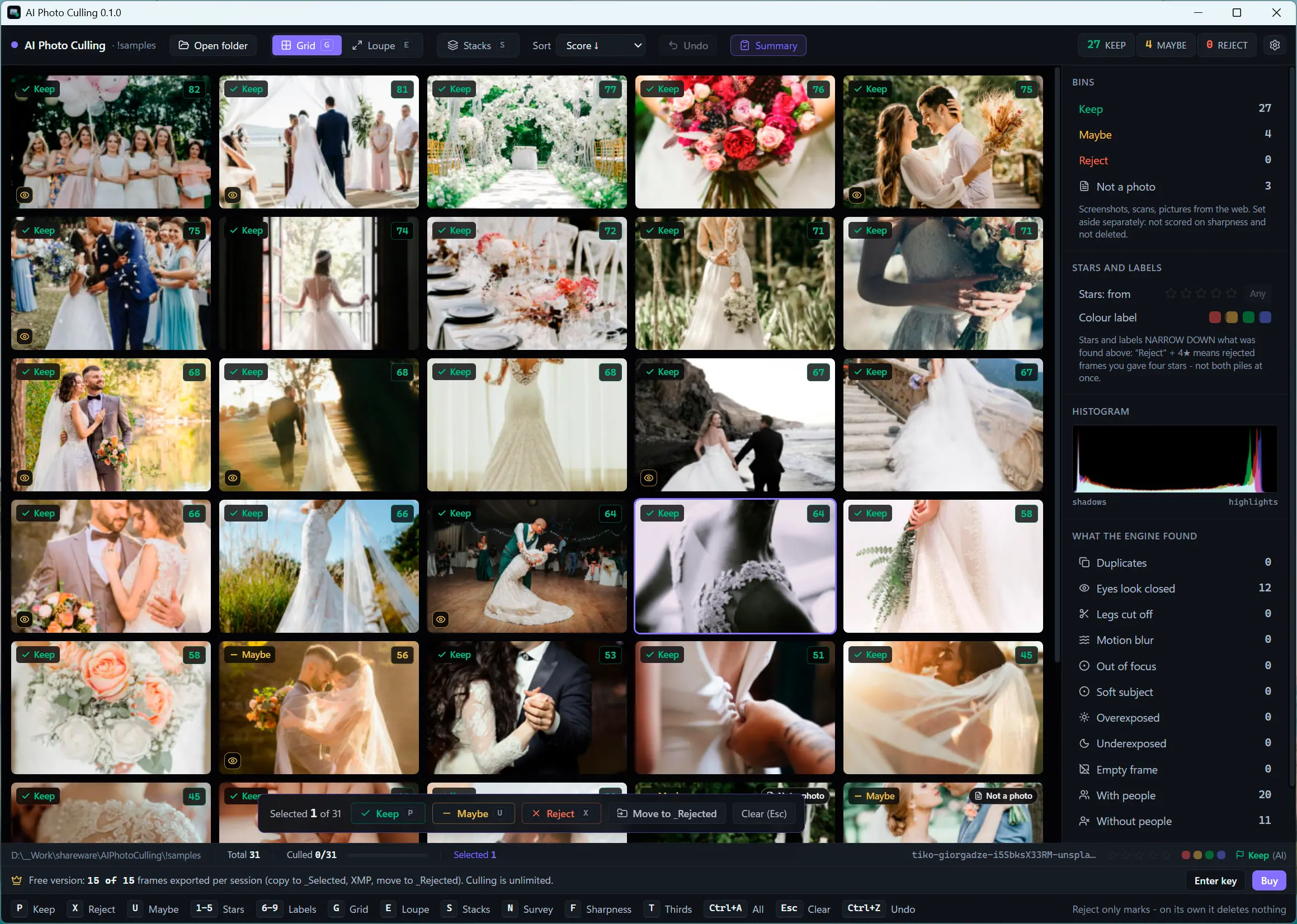 AI Photo Culling Ảnh chụp màn hình.