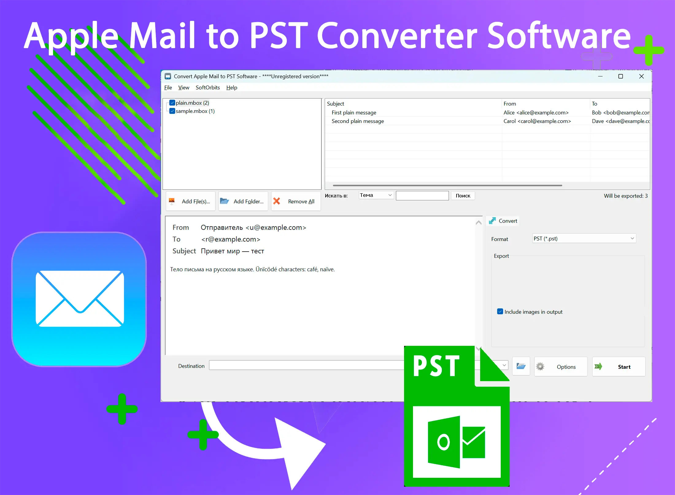Apple Mail to PST Converter Software Ảnh chụp màn hình.