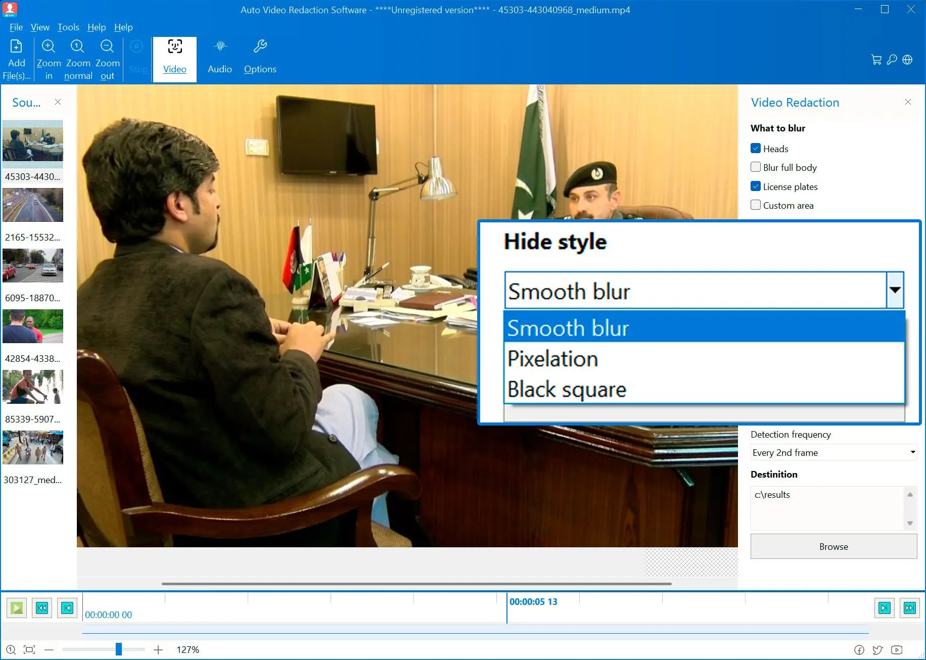 Chọn kiểu làm mờ.