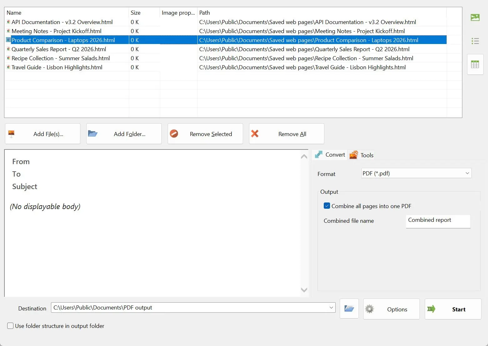 Batch HTML to PDF Converter Ảnh chụp màn hình.