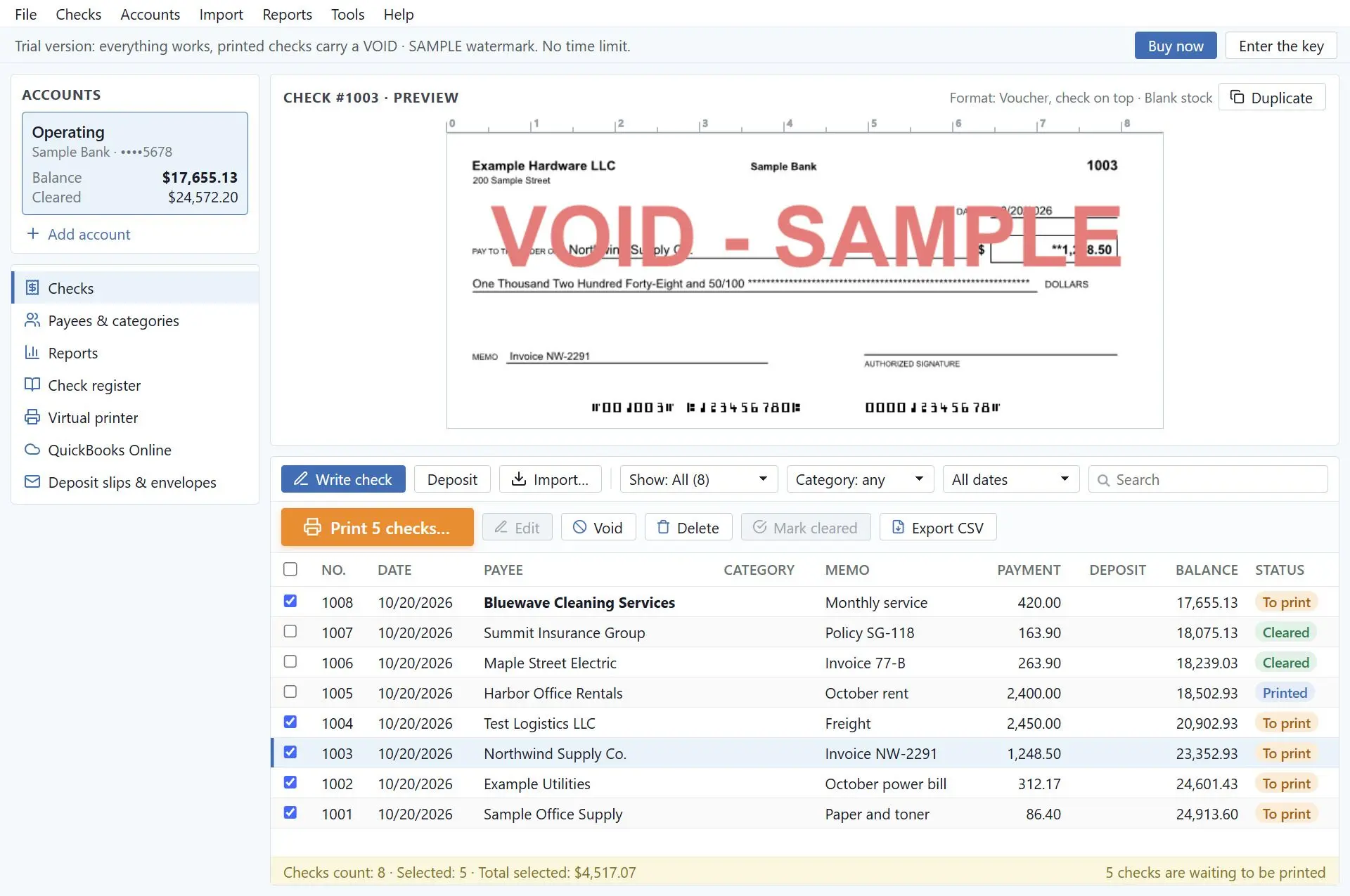 CheckSprint - Check Printing Software for Payroll, Personal, Business Ảnh chụp màn hình.