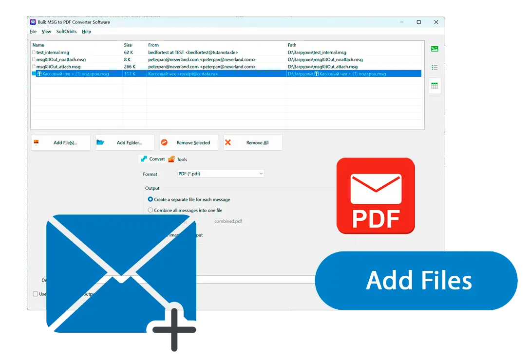 Thêm tệp email của bạn.