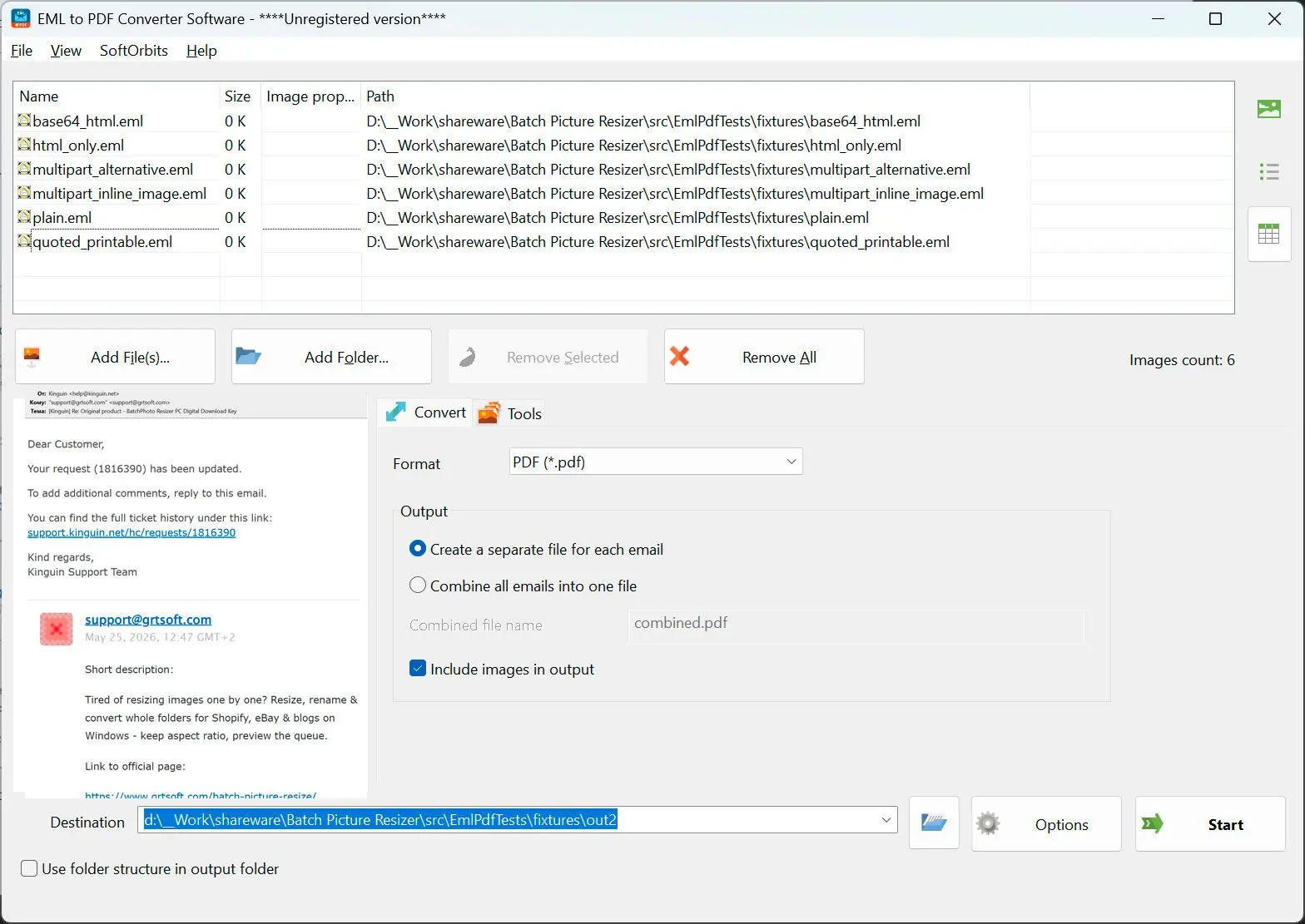 EML to PDF Converter Software Ảnh chụp màn hình.