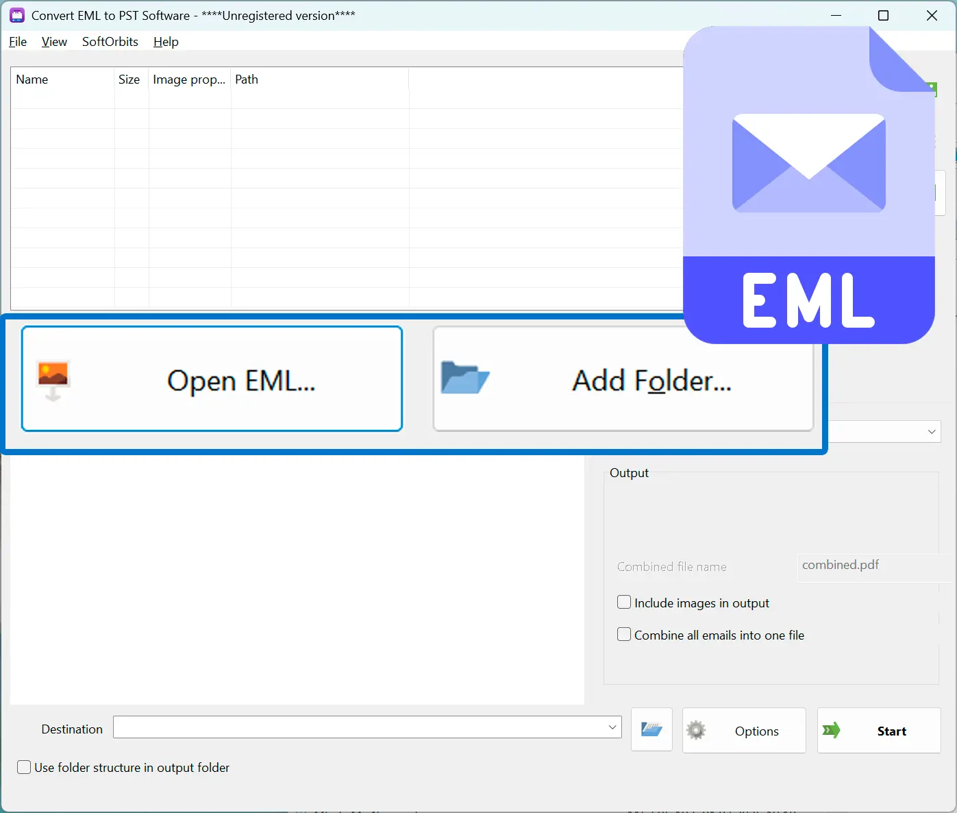 Thêm tệp EML của bạn.