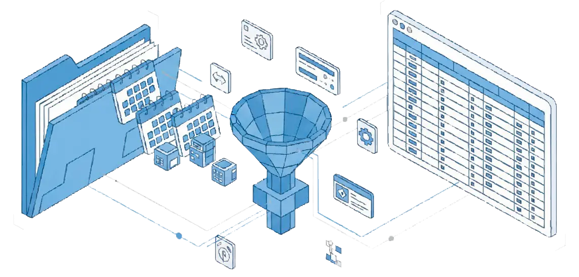 Một bảng tính từ tệp lịch.