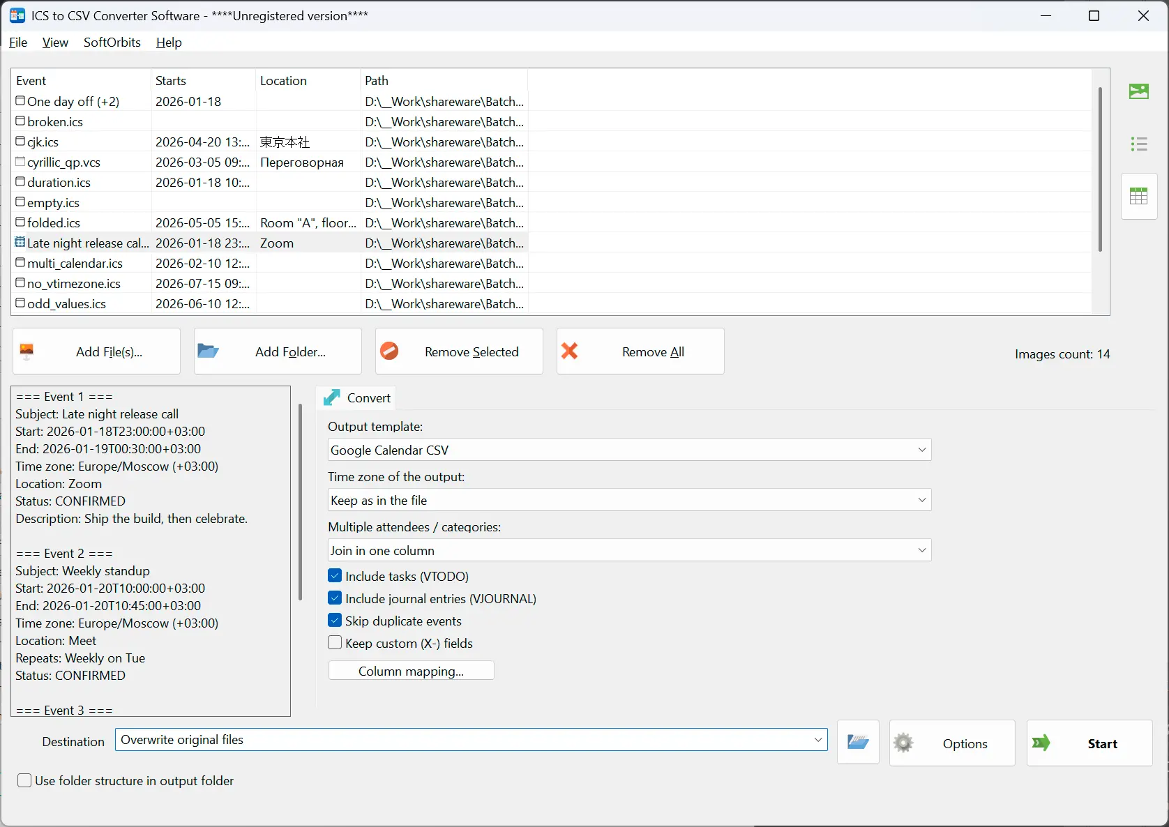 ICS to CSV Converter Ảnh chụp màn hình.