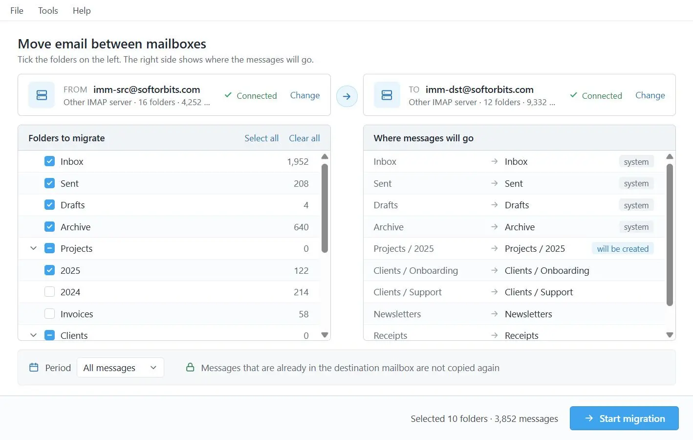 IMAP to IMAP Email Migration Tool Ảnh chụp màn hình.