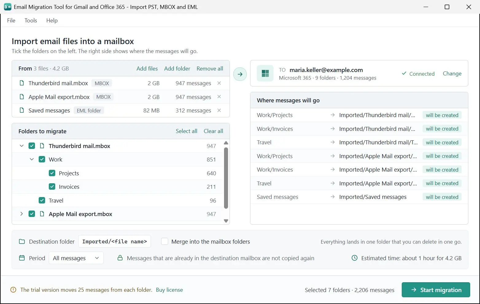 Email Migration Tool for Gmail and Office 365 - Import PST, MBOX and EML Ảnh chụp màn hình.