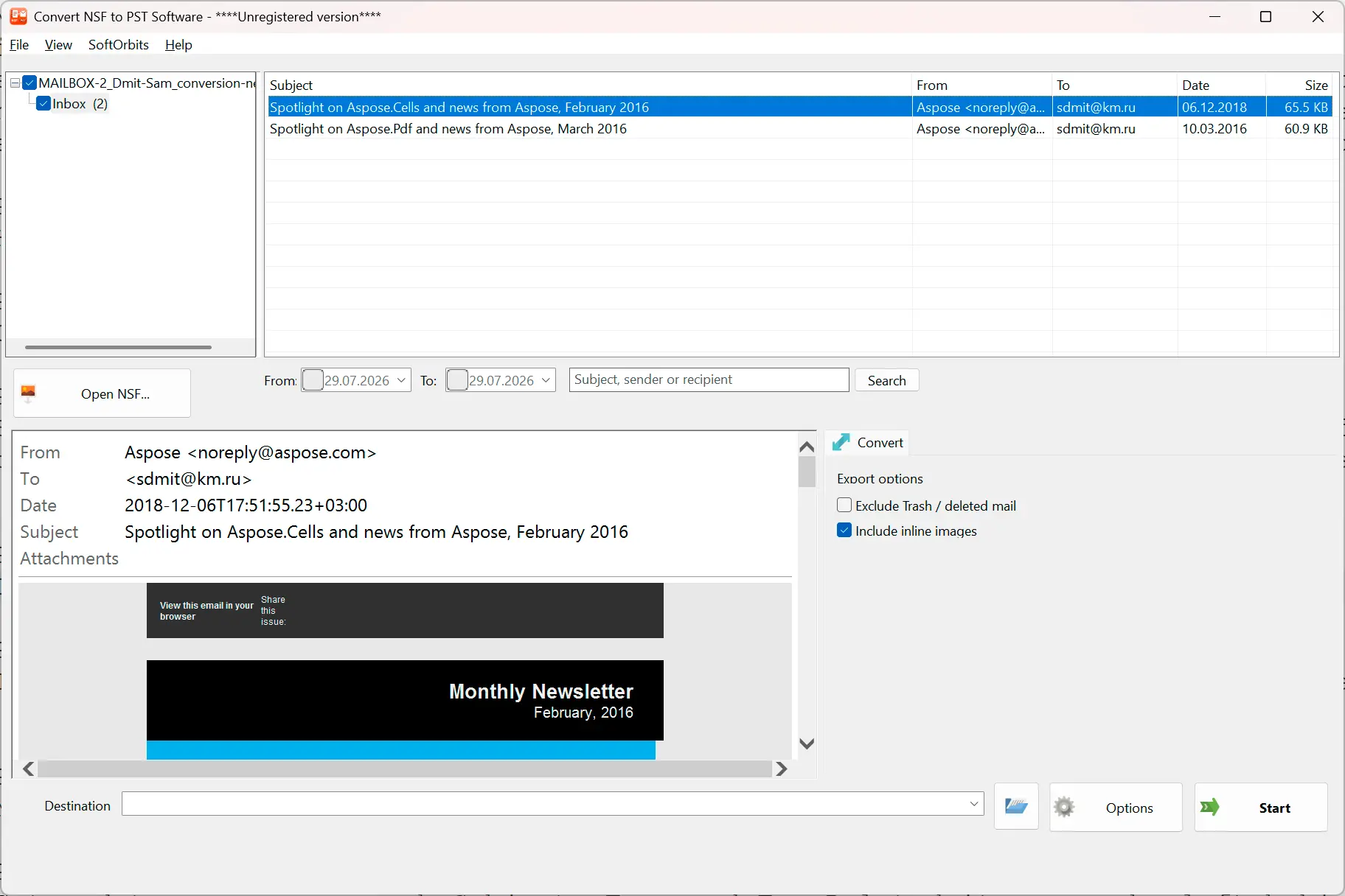 NSF to PST Converter Ảnh chụp màn hình.