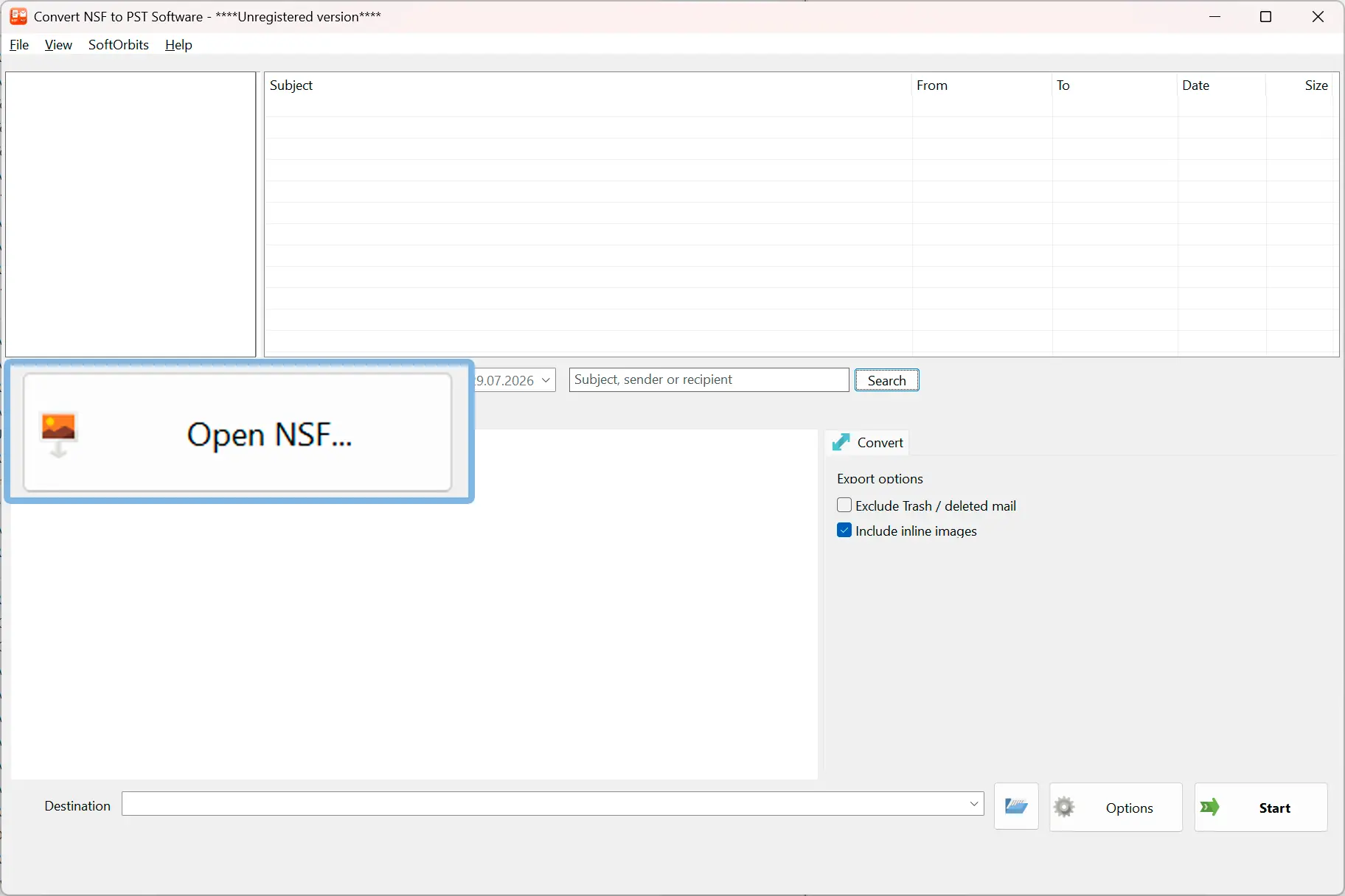 Mở cơ sở dữ liệu Lotus Notes.