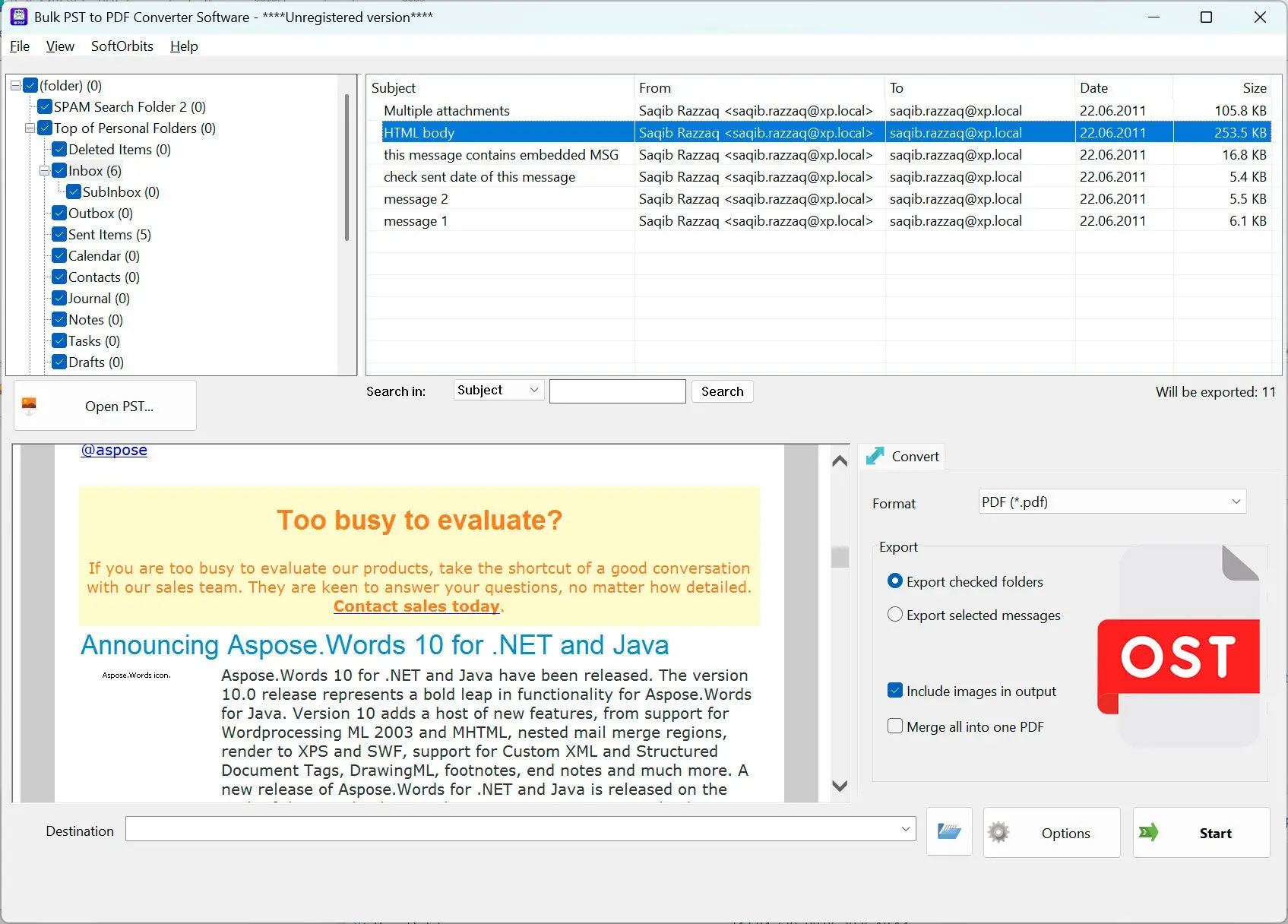 PST to PDF Converter Software Ảnh chụp màn hình.