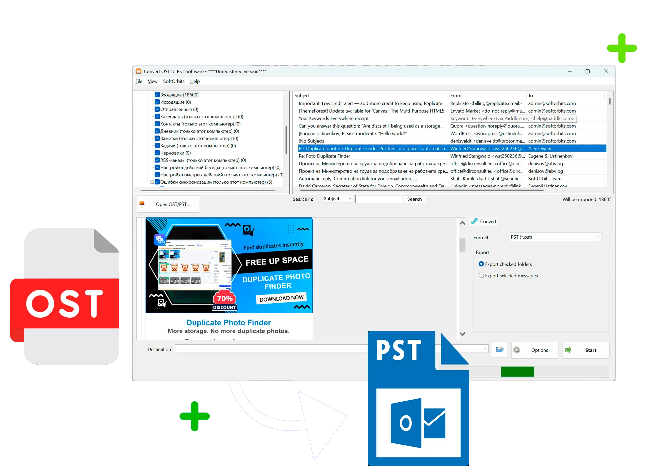 OST to PST Converter Tool Ảnh chụp màn hình.