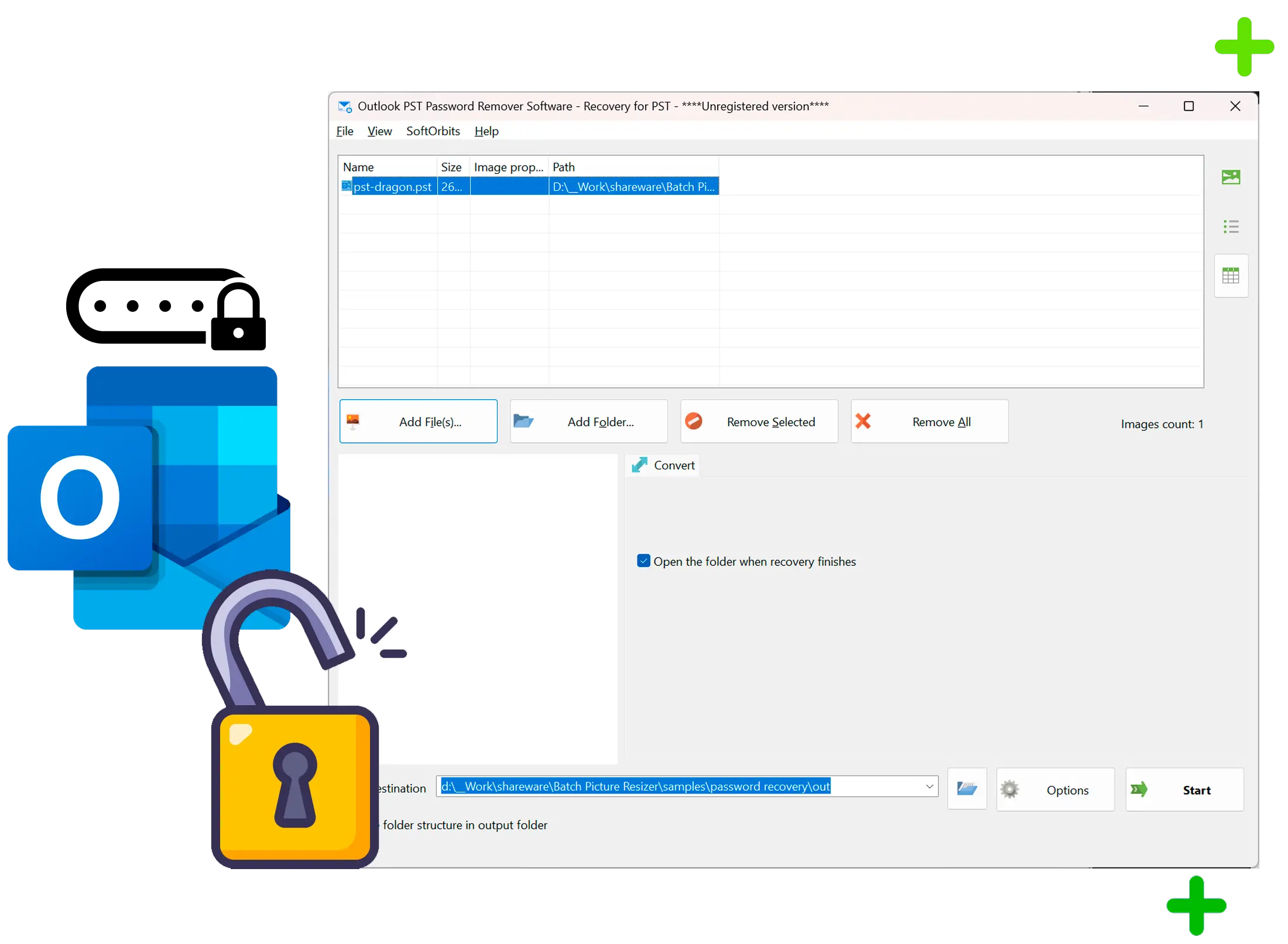 Outlook PST Password Recovery Ảnh chụp màn hình.