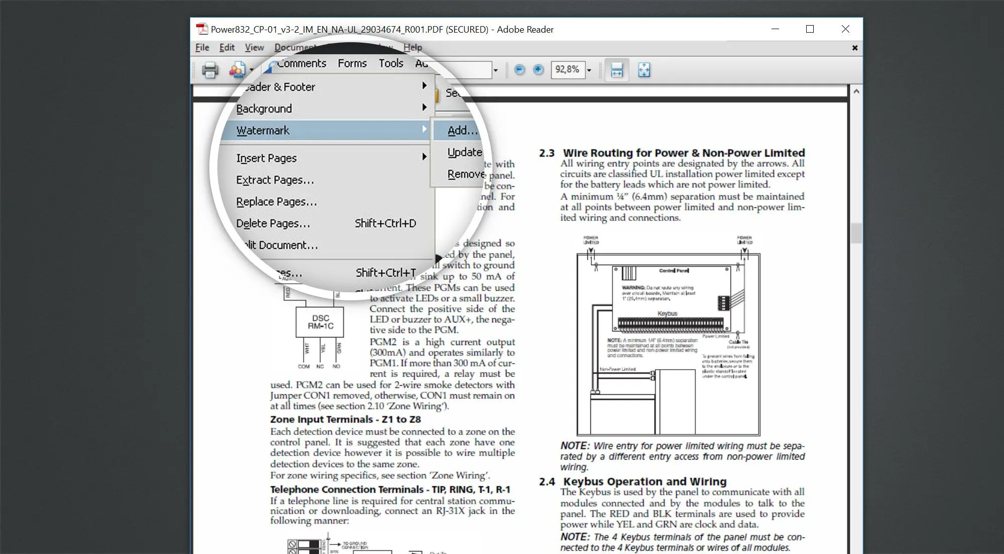 Xóa watermark từ PDF bằng Adobe Acrobat Reader.