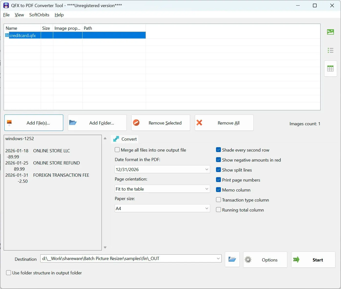 QFX to PDF Converter Ảnh chụp màn hình.
