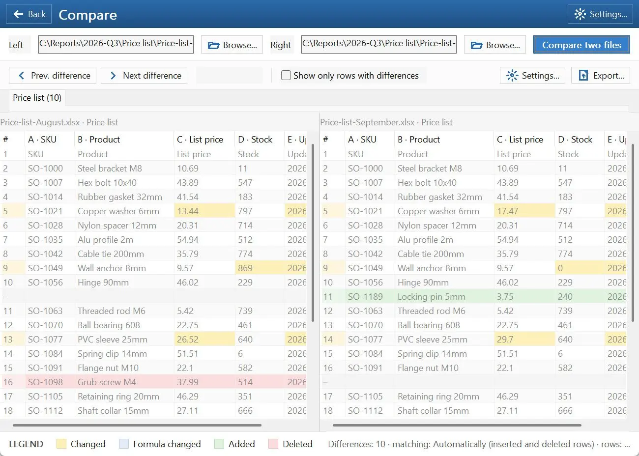 Spreadsheet Compare & Merge Tool for Excel - Combine Excel Files into One Ảnh chụp màn hình.