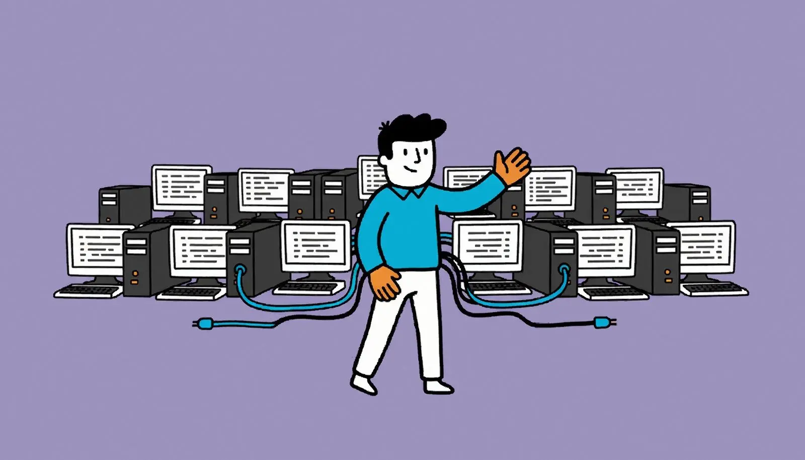 Đọc nhật ký trên máy ở cuối hành lang.