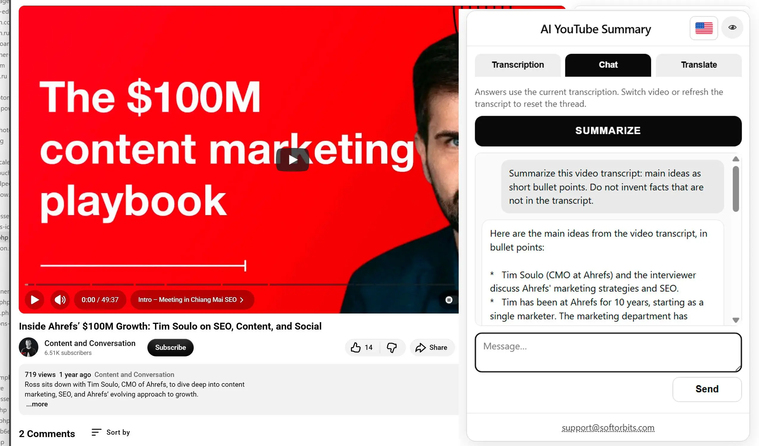 Tóm tắt Video bằng AI hoặc Đặt Câu hỏi.