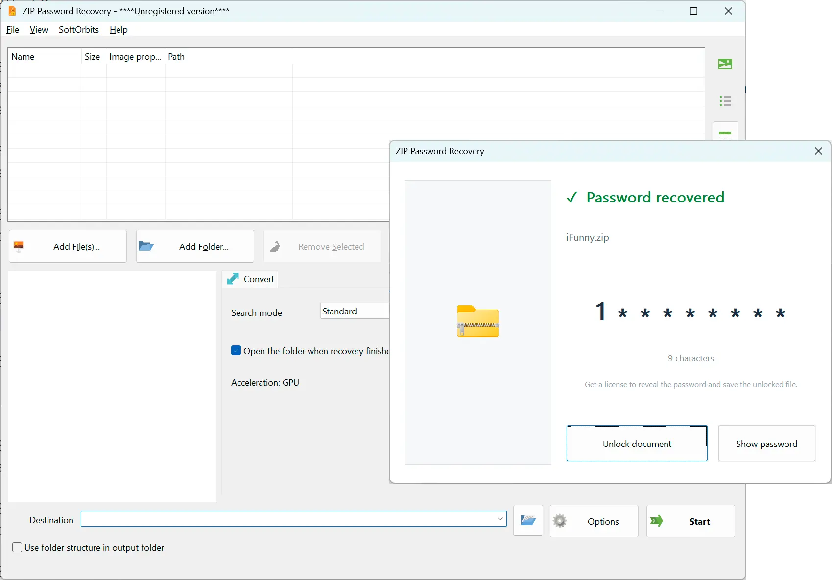 ZIP Password Recovery Ảnh chụp màn hình.